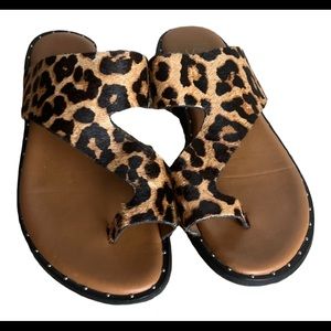 Franco Sarto Leopard Toe Loop Sandals
